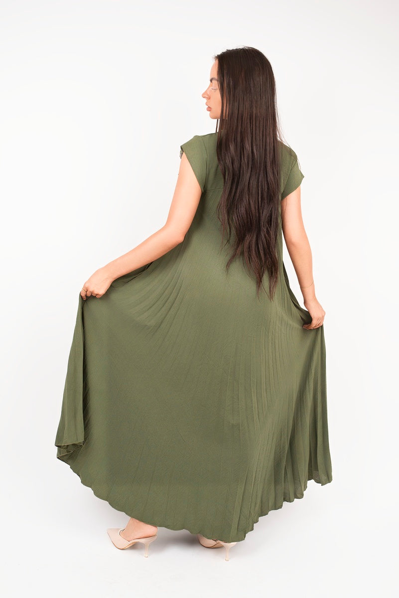 Pleated Cap Sleeve Maxi Dress 🇬🇧