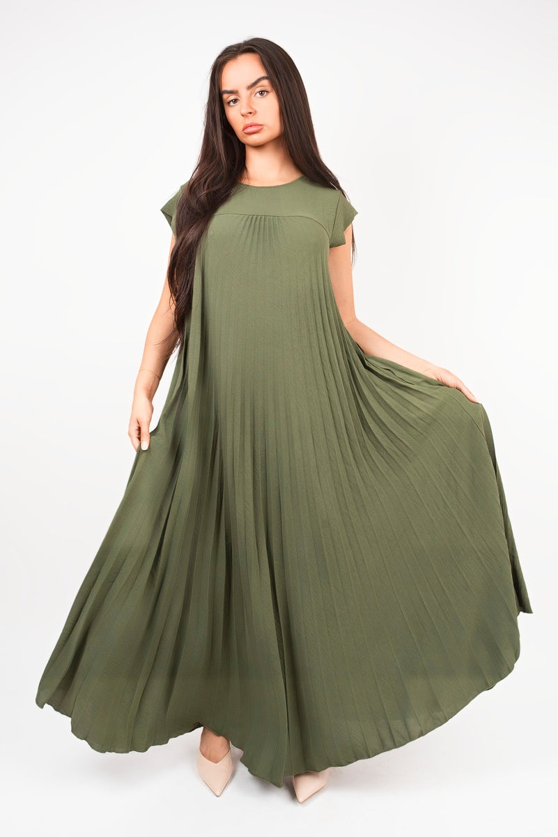 Pleated Cap Sleeve Maxi Dress 🇬🇧