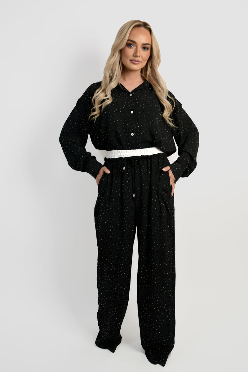 Embellished Drawstring Wide Leg Trouser 🇬🇧