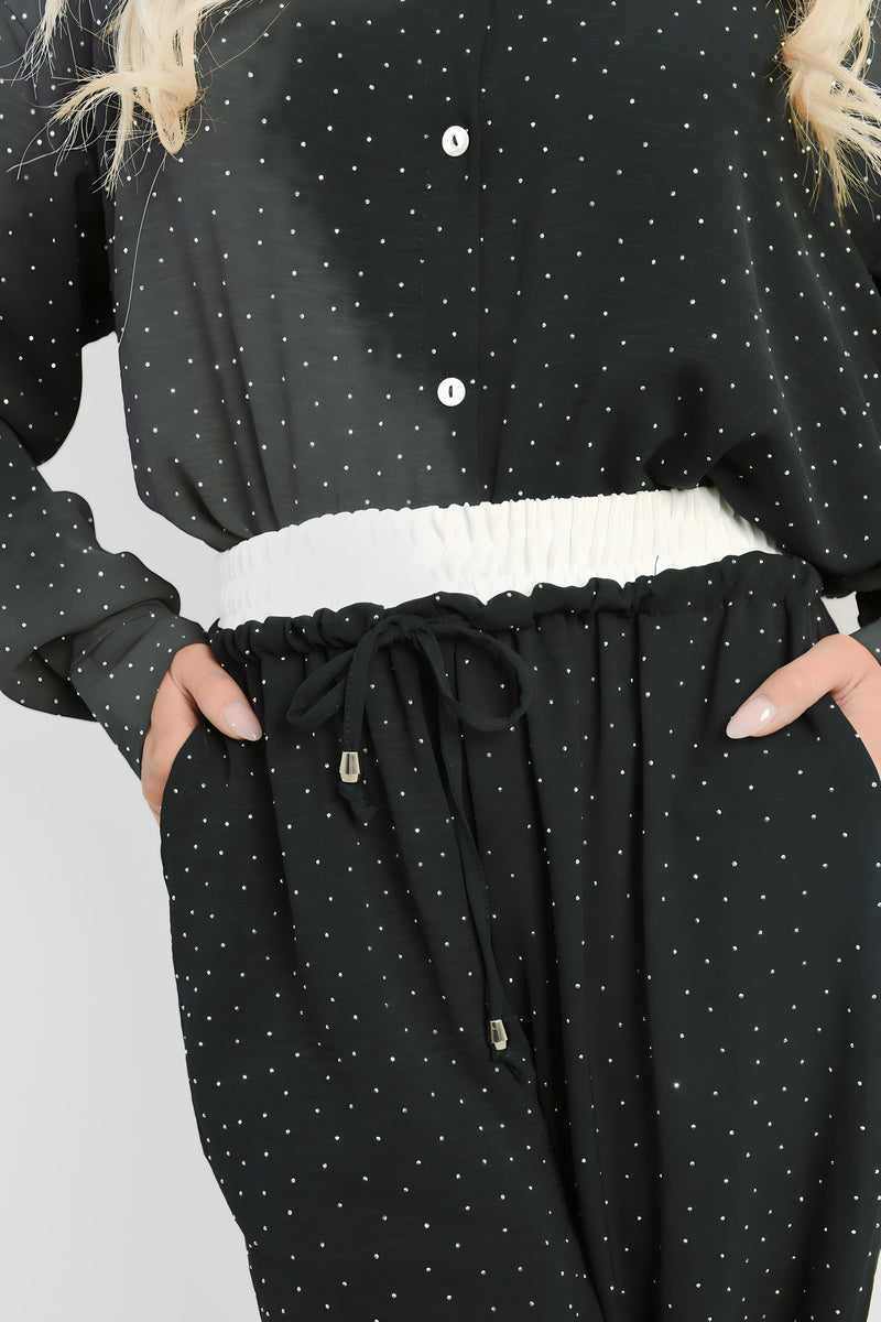 Embellished Drawstring Wide Leg Trouser 🇬🇧