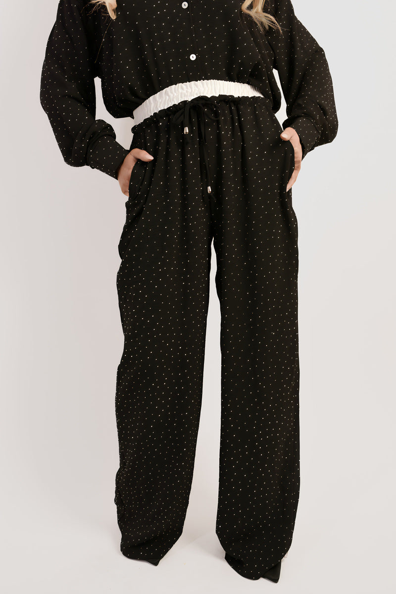 Embellished Drawstring Wide Leg Trouser 🇬🇧