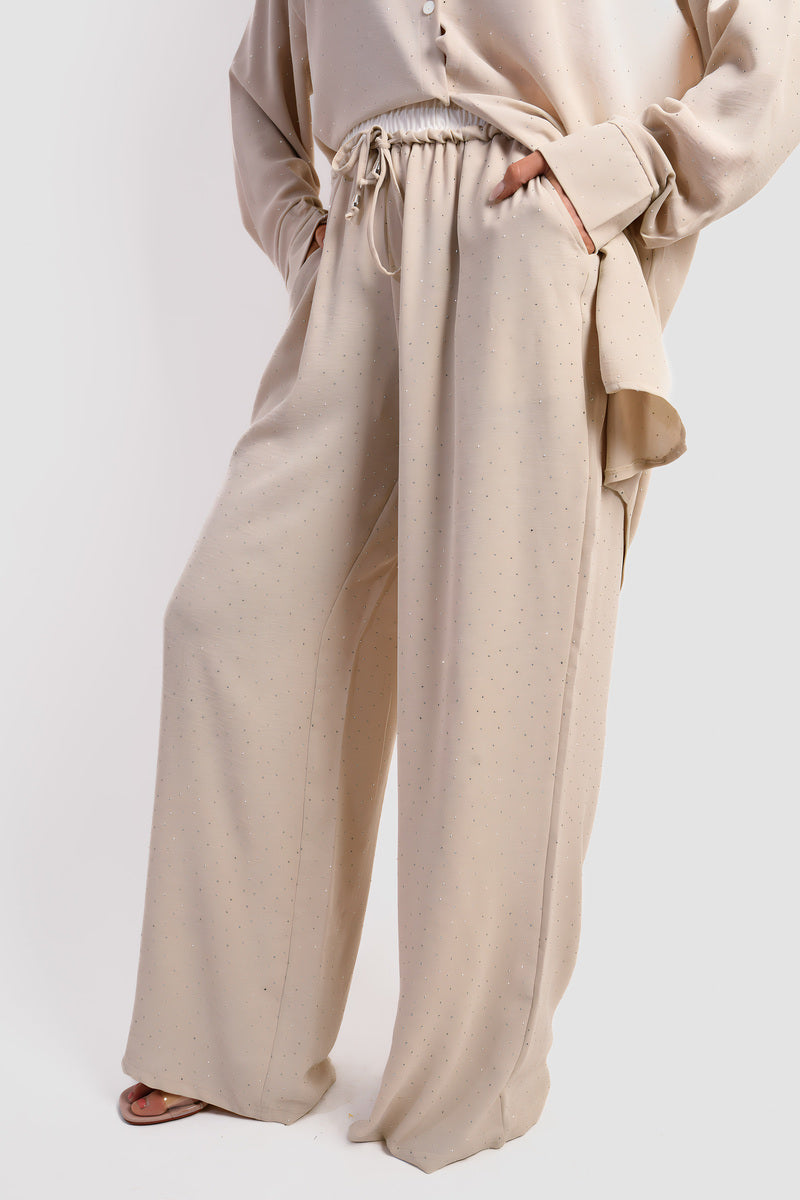 Embellished Drawstring Wide Leg Trouser 🇬🇧