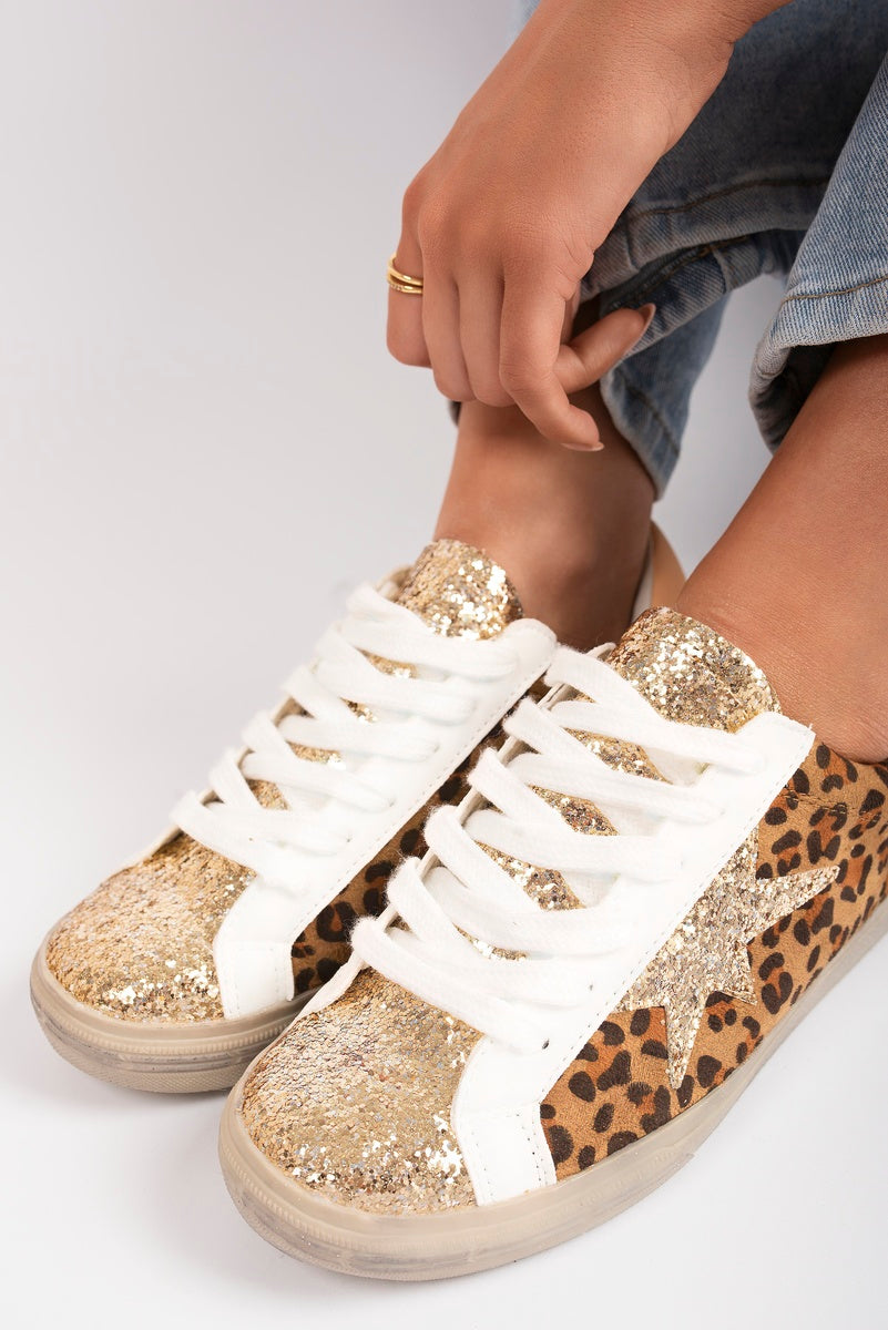 Glitter Star Lace Up Trainers 🇬🇧