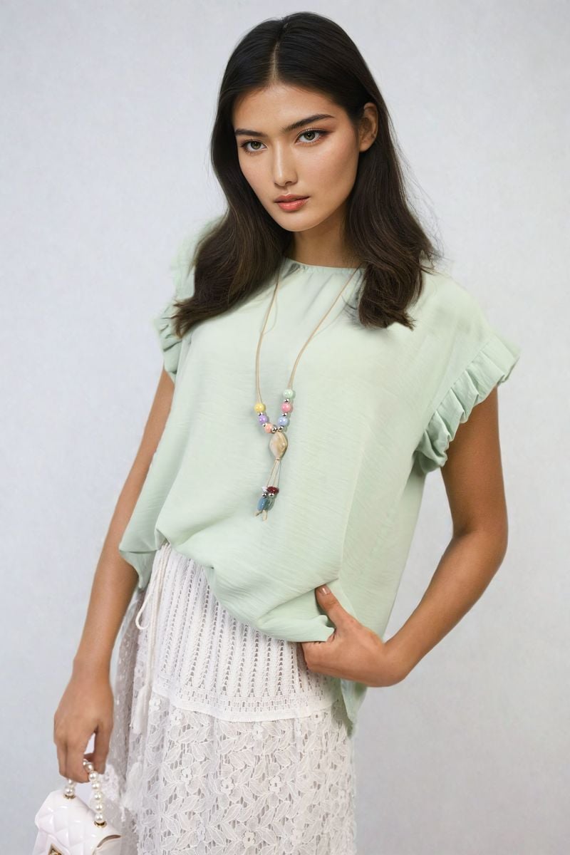 Ruffle Trim Sleeve Top 🇬🇧
