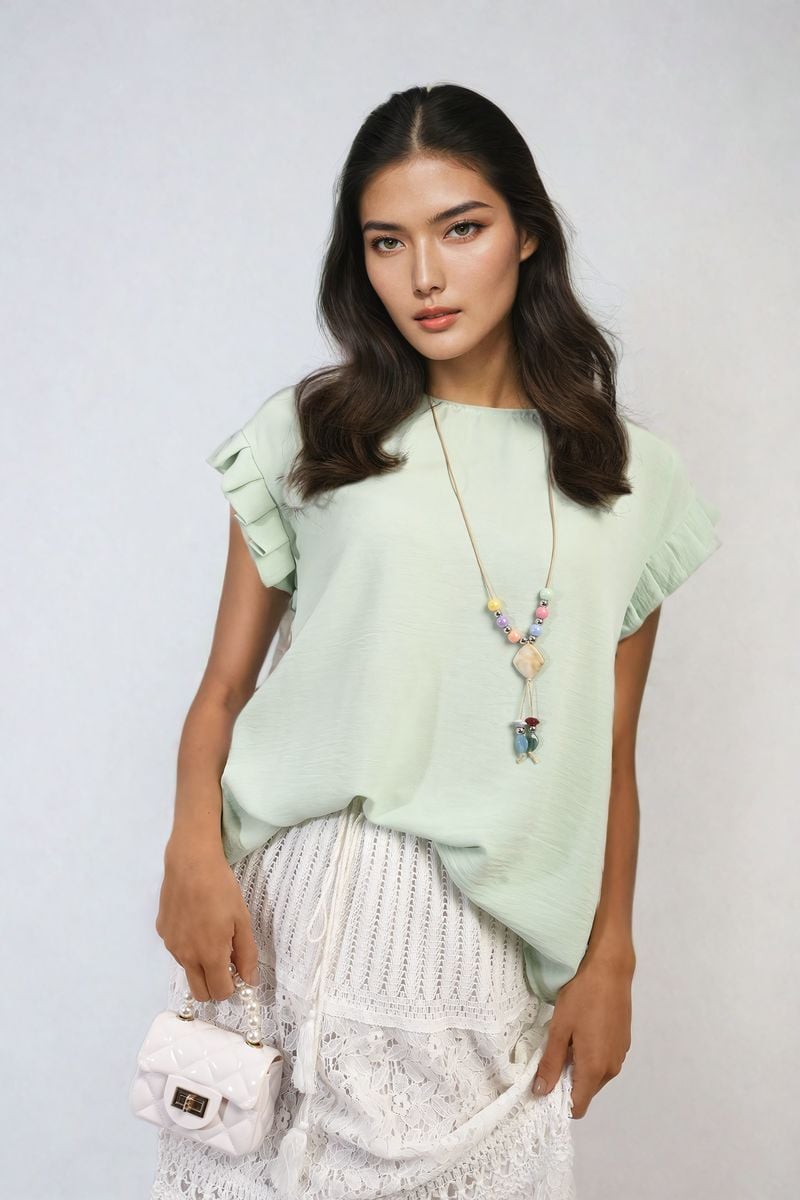 Ruffle Trim Sleeve Top 🇬🇧