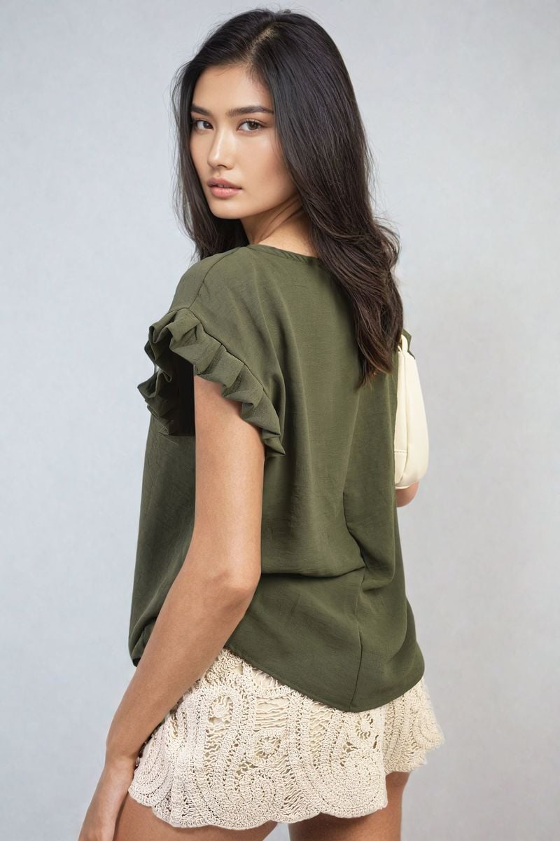 Ruffle Trim Sleeve Top 🇬🇧