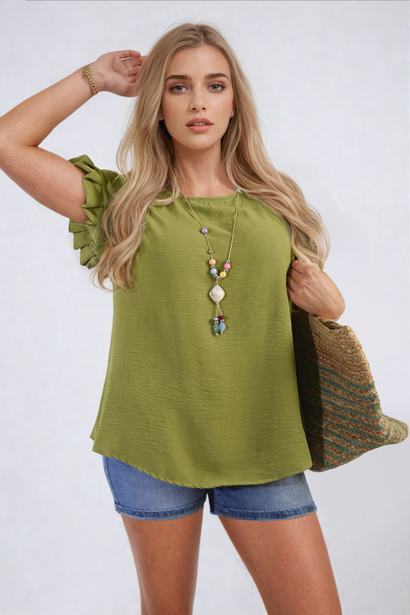 Ruffle Trim Sleeve Top 🇬🇧