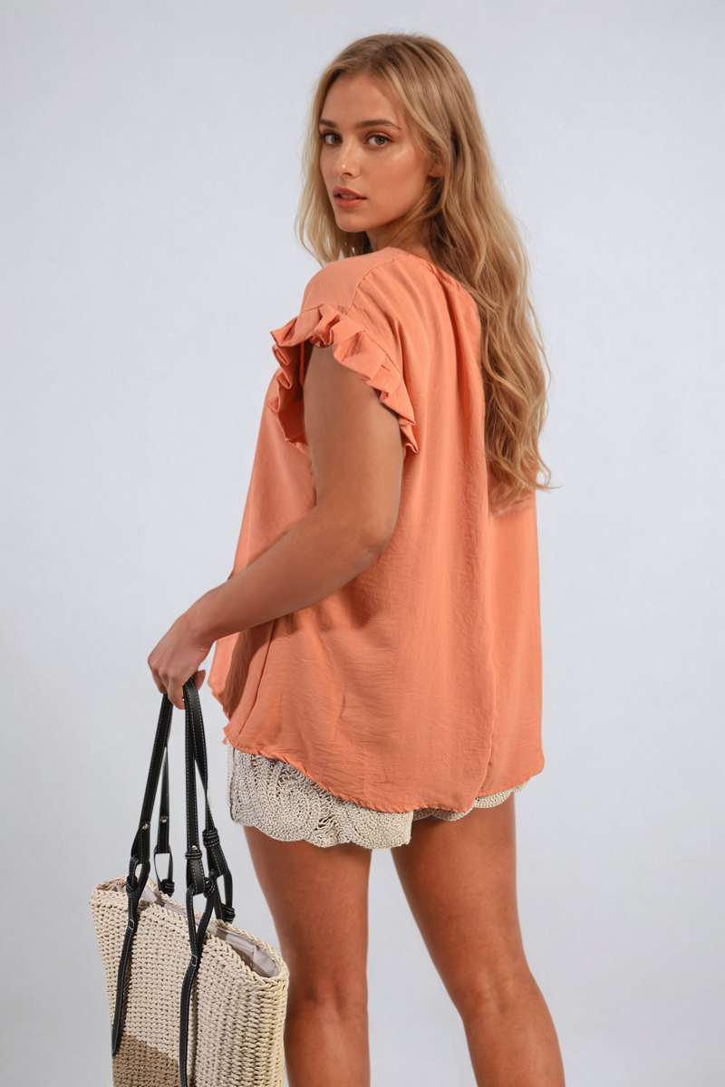 Ruffle Trim Sleeve Top 🇬🇧