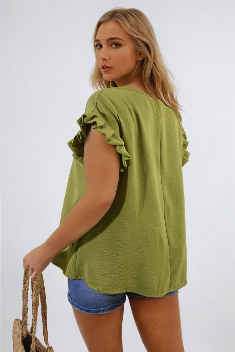 Ruffle Trim Sleeve Top 🇬🇧