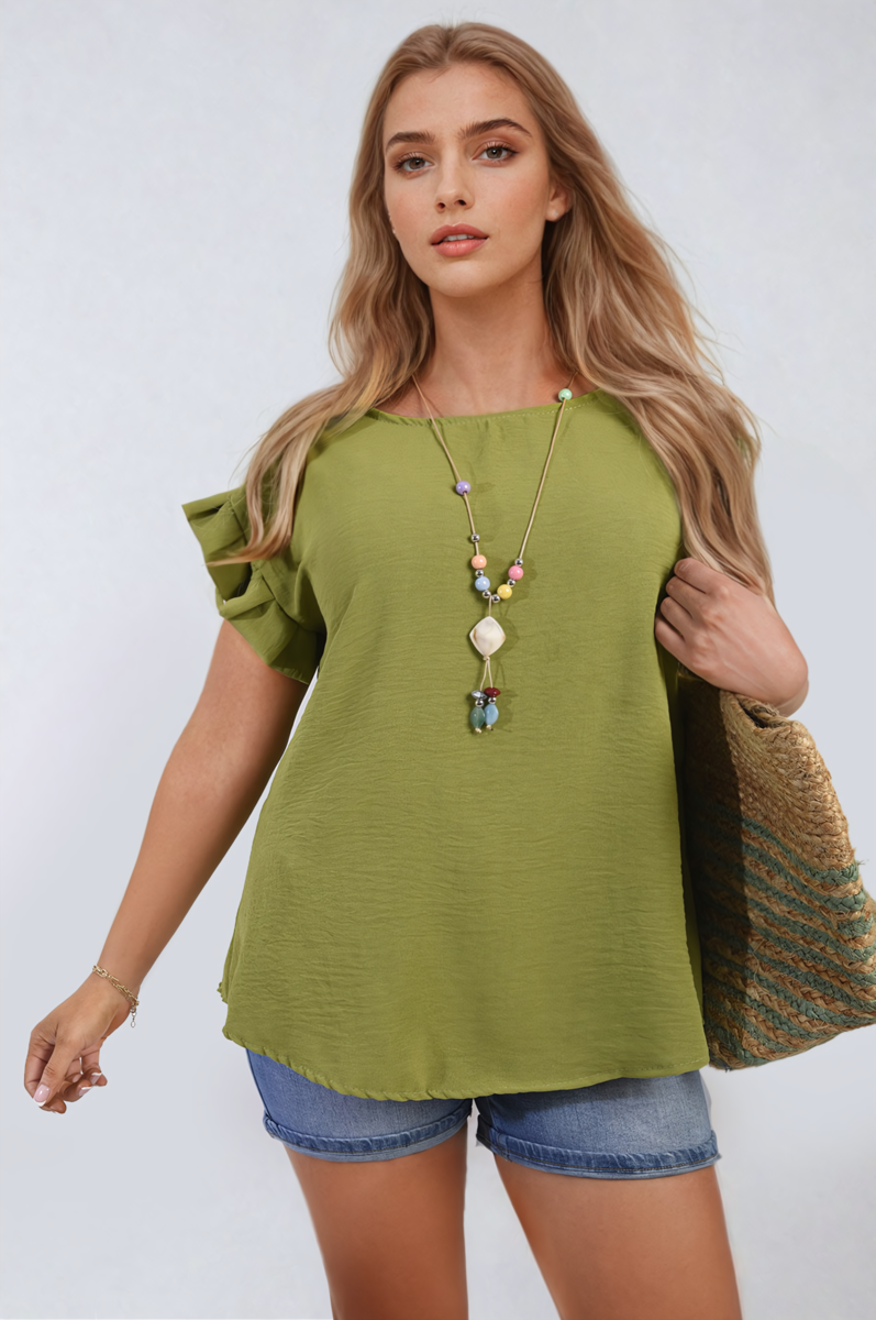 Ruffle Trim Sleeve Top 🇬🇧