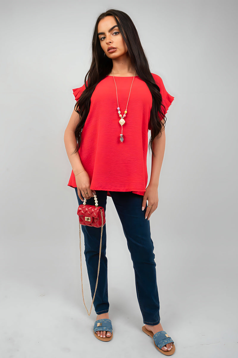 Ruffle Trim Sleeve Top 🇬🇧