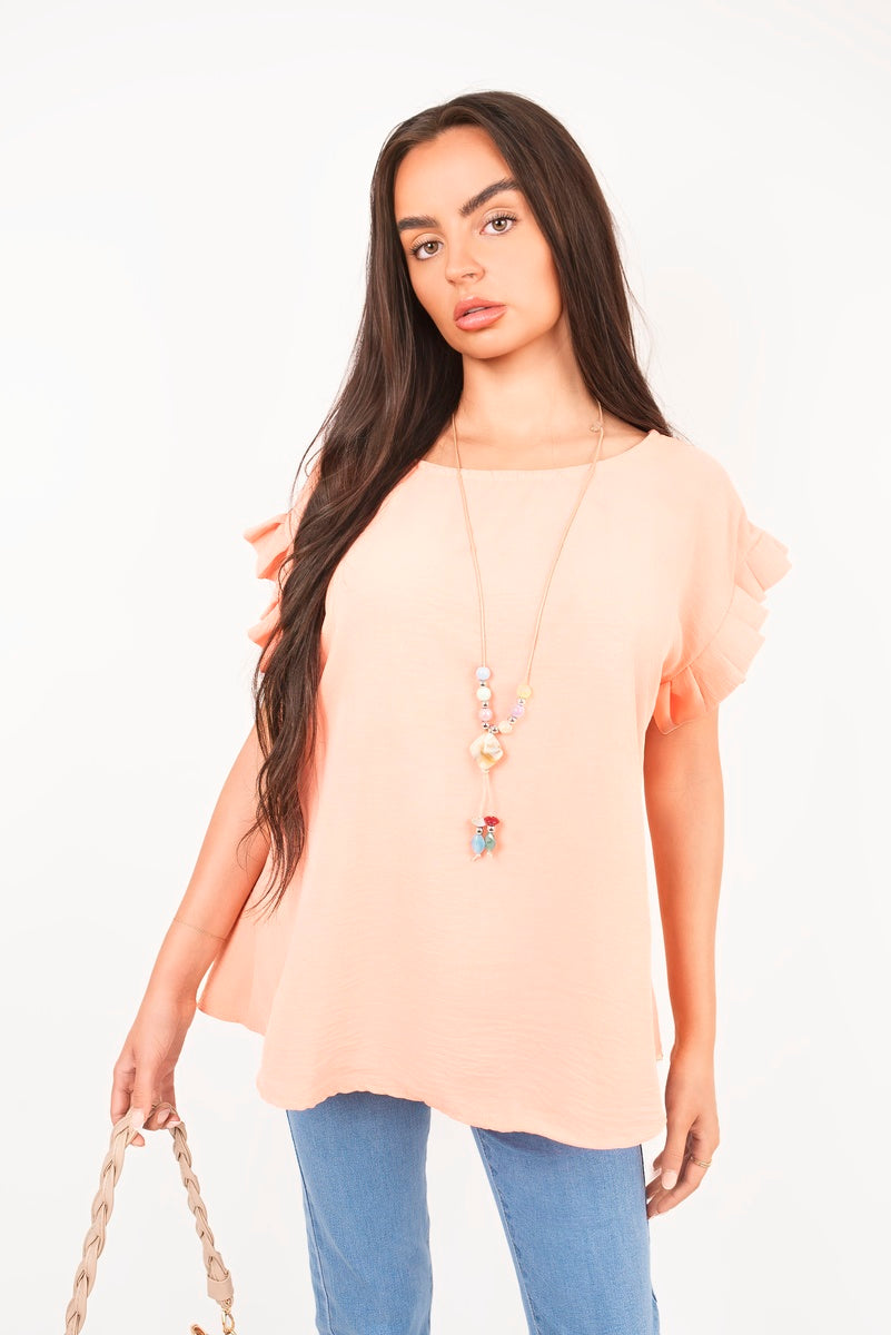 Ruffle Trim Sleeve Top 🇬🇧