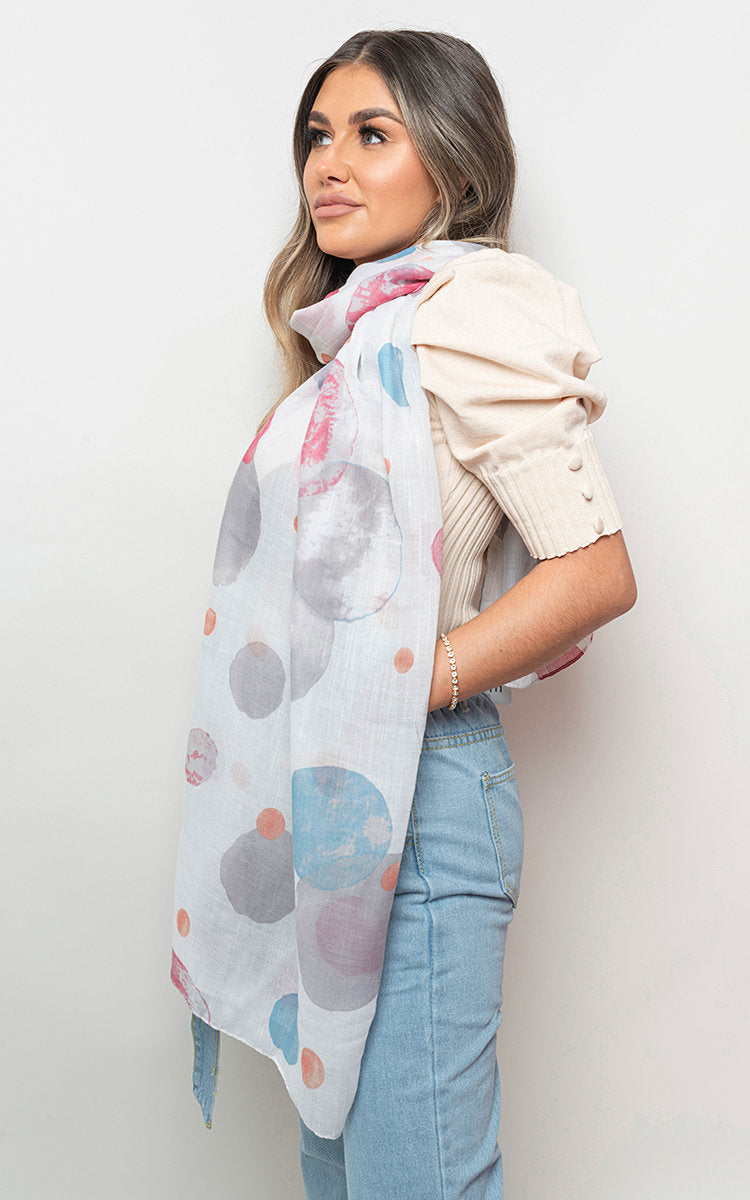 Summer Wrap Scarf with Printed Large Polka Dots 🇬🇧