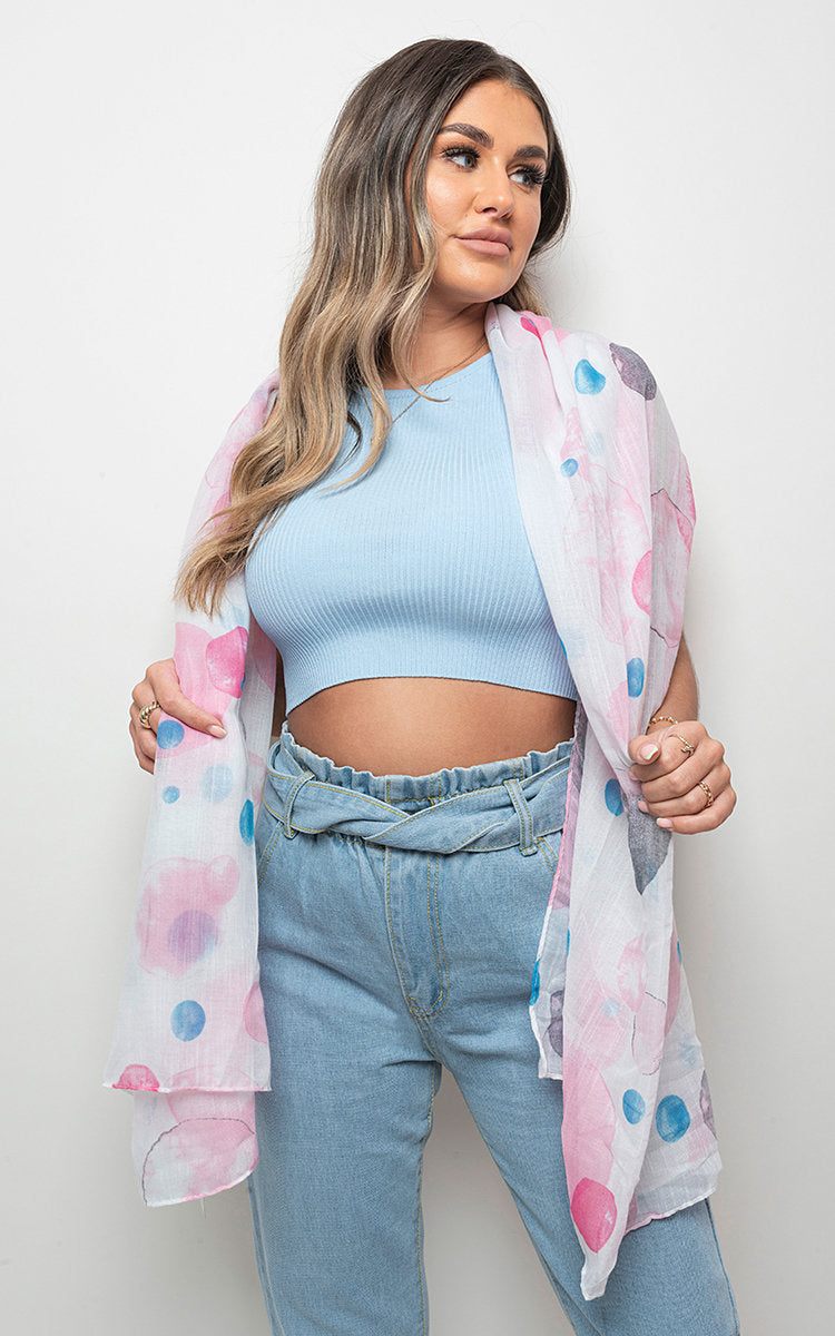 Summer Wrap Scarf with Printed Large Polka Dots 🇬🇧