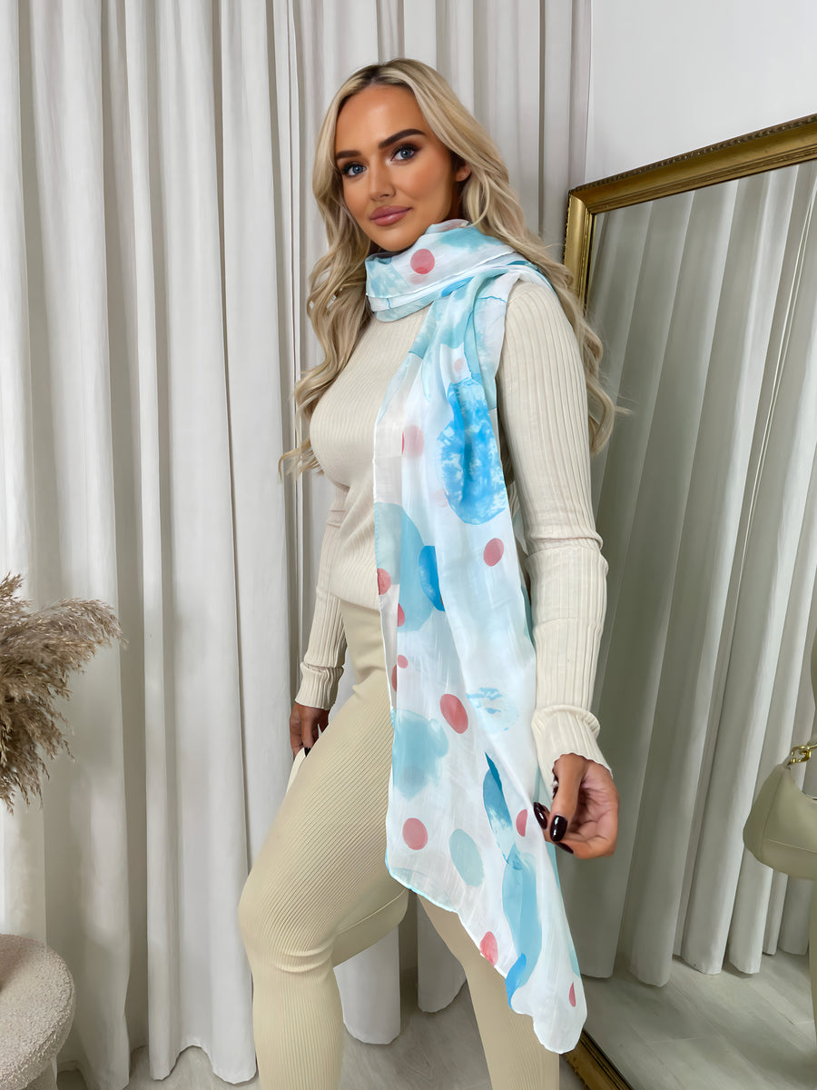 Summer Wrap Scarf with Printed Large Polka Dots 🇬🇧