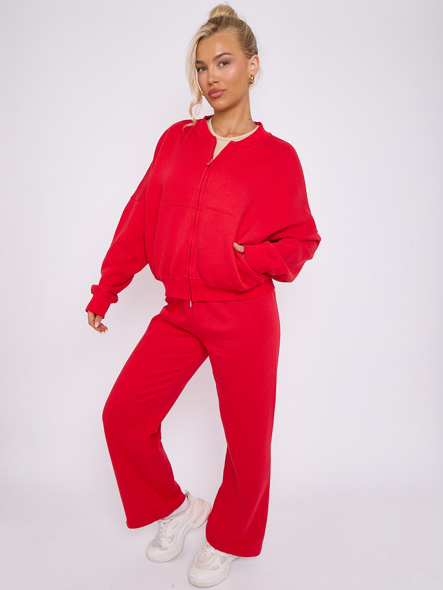 Oversized Bomber Style Fleece Zipper Co-ord 🇬🇧