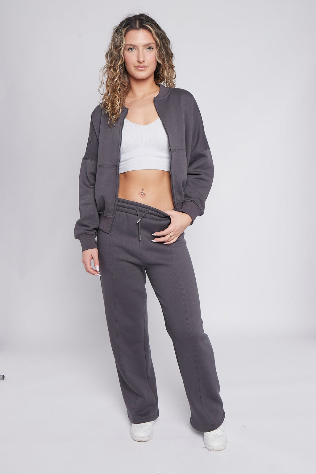 Oversized Bomber Style Fleece Zipper Co-ord 🇬🇧