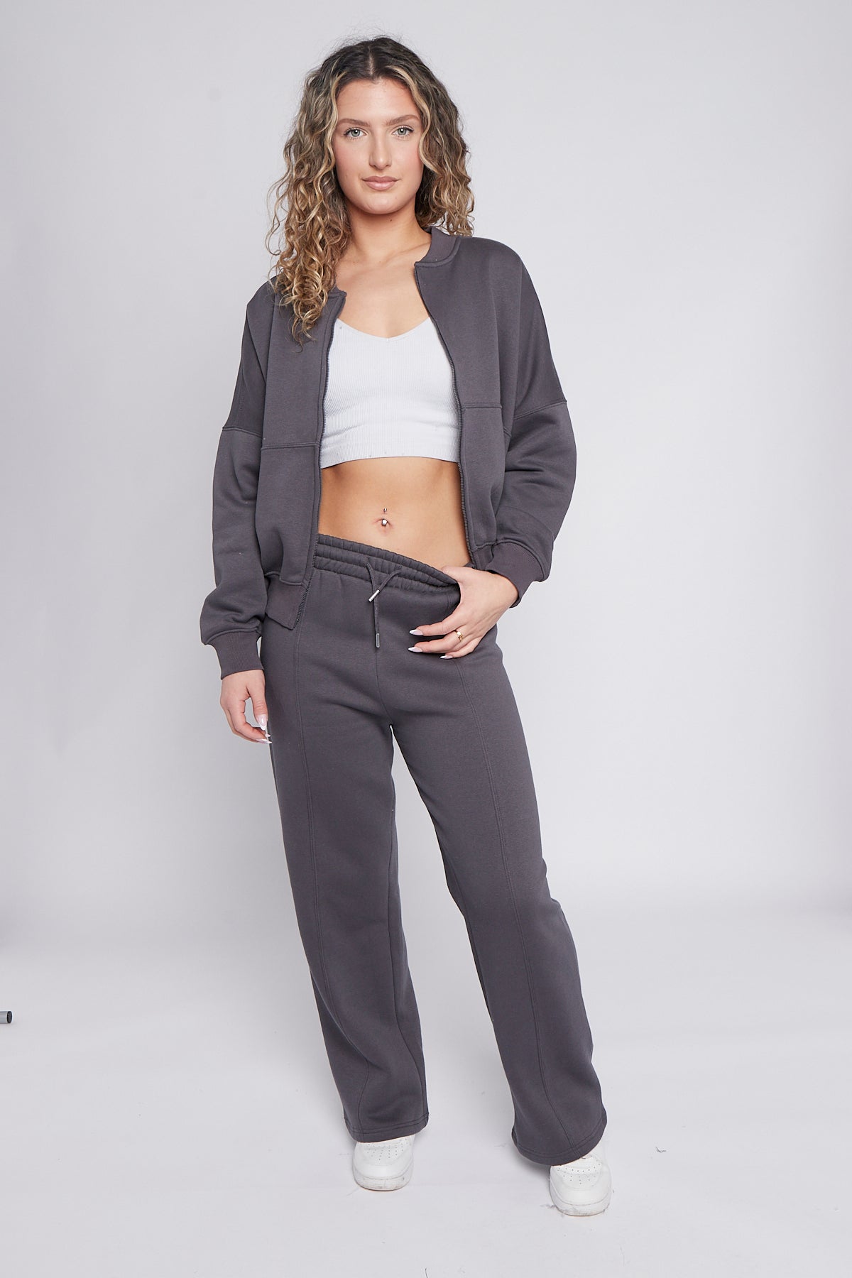 Oversized Bomber Style Fleece Zipper Co-ord 🇬🇧