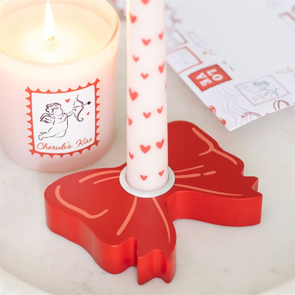 Red Bow Taper Candle Holder 🇬🇧
