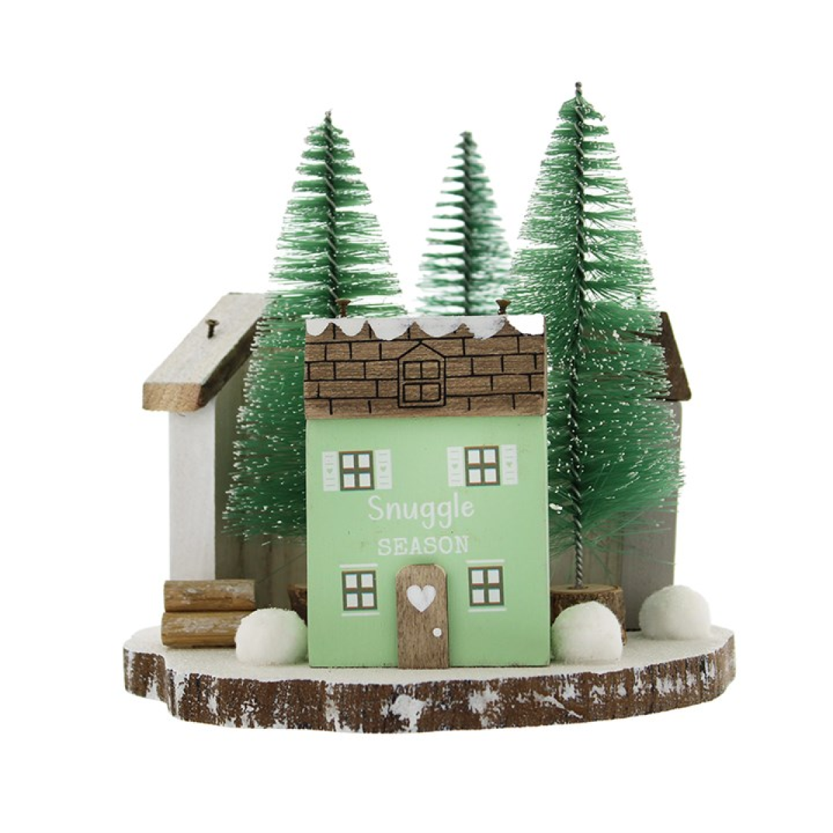 16cm Triple Wooden House Tabletop Decoration 🇬🇧