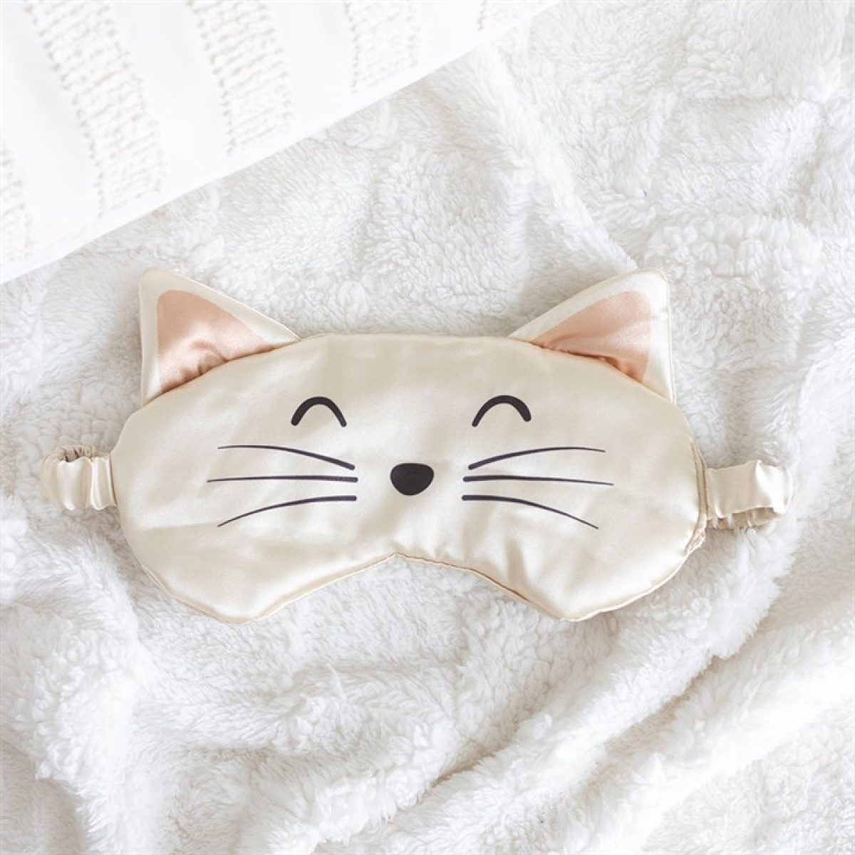 White Cat Face Satin Eye Mask 🇬🇧