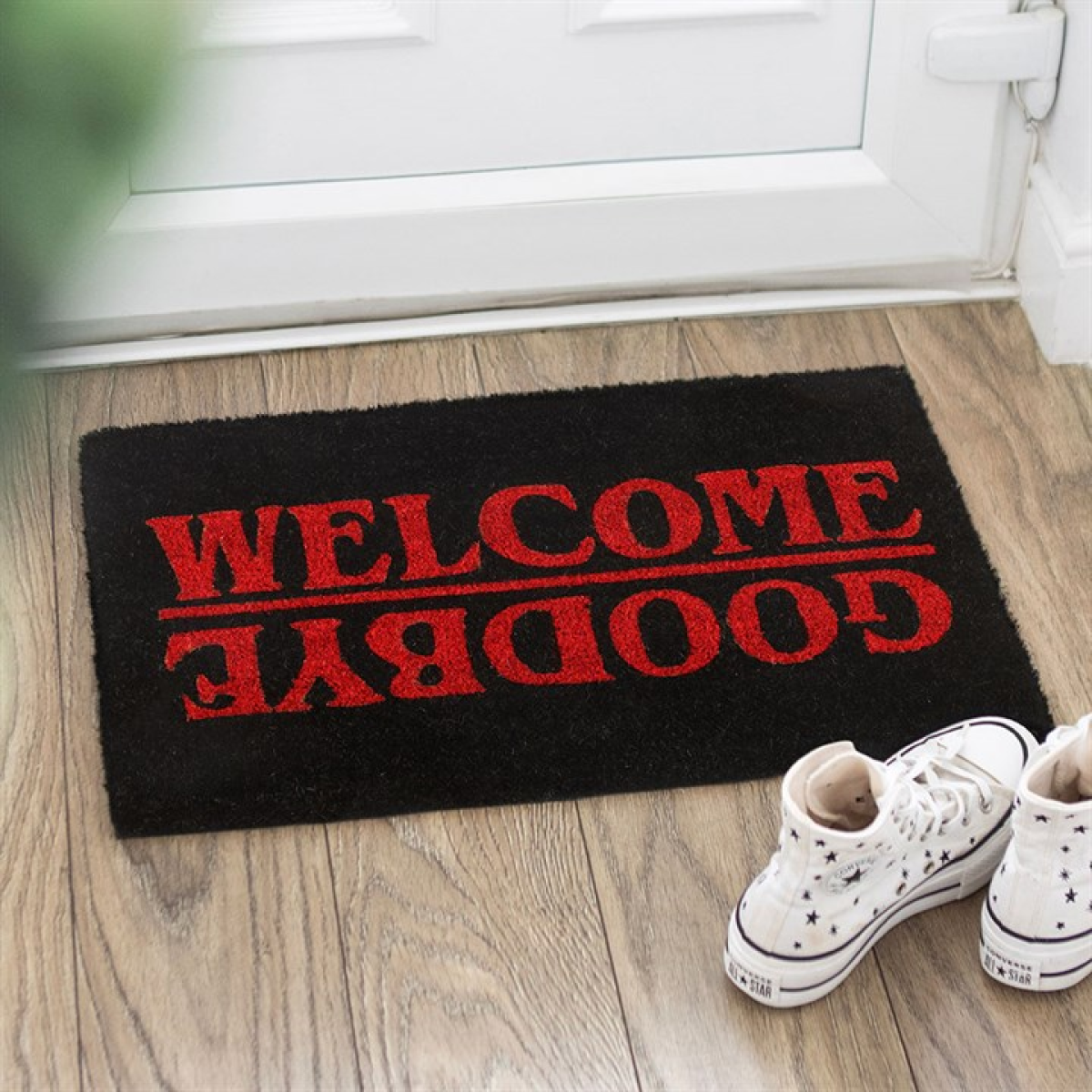 Black Welcome Goodbye Doormat 🇬🇧