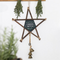 Green Witch Hanging Willow Pentagram with Bells 🇬🇧