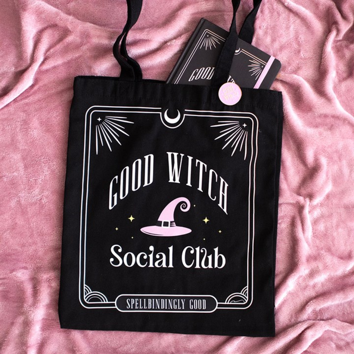 Good Witch Social Club Polycotton Tote Bag with Pin Badge 🇬🇧