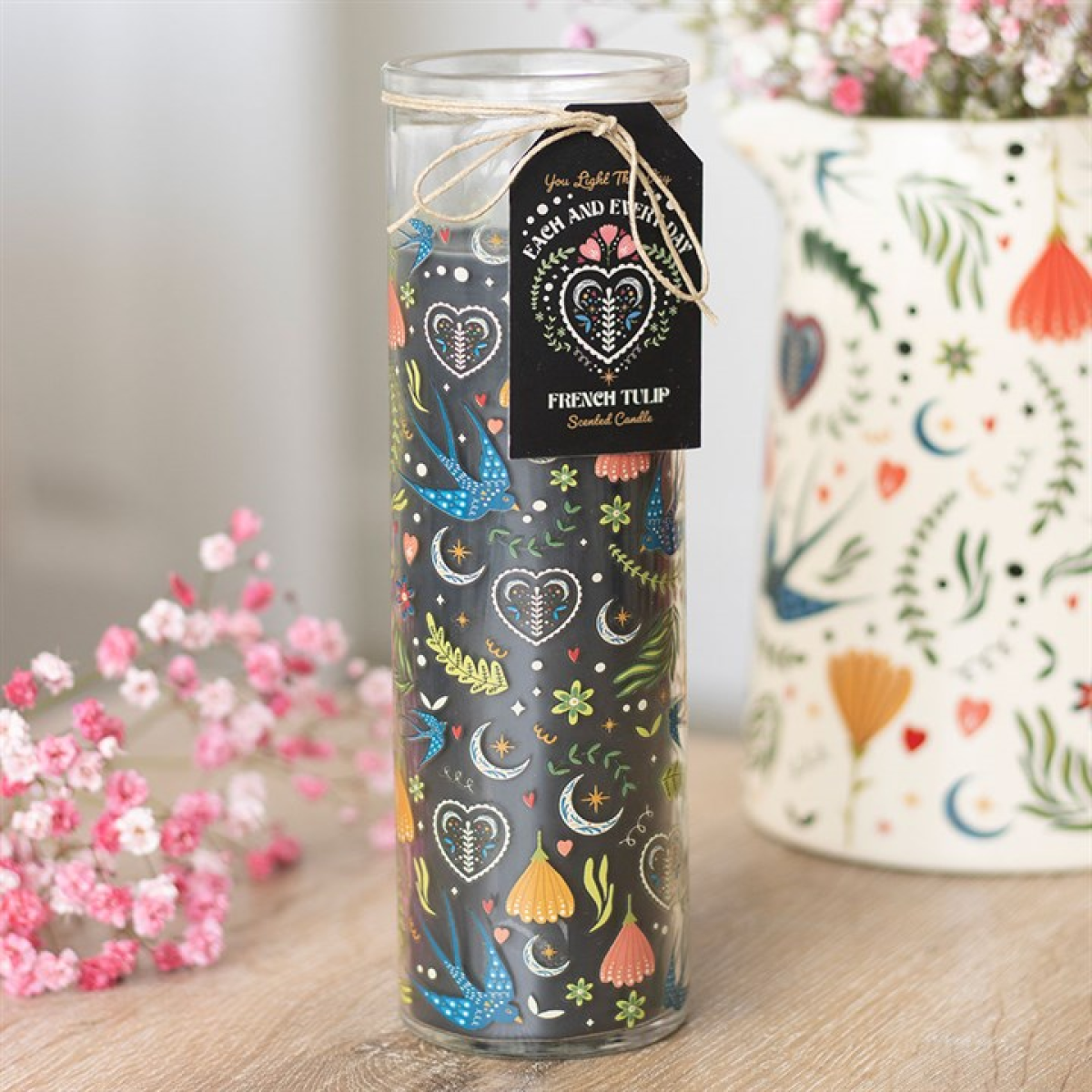 Midnight Bloom Print French Tulip Tube Candle 🇬🇧