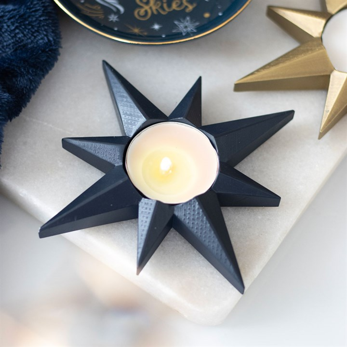 Navy Star Tealight Candle Holder 🇬🇧
