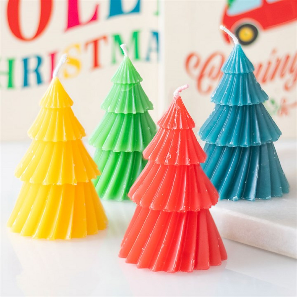 Set of 4 Colourful Christmas Tree Candles 🇬🇧