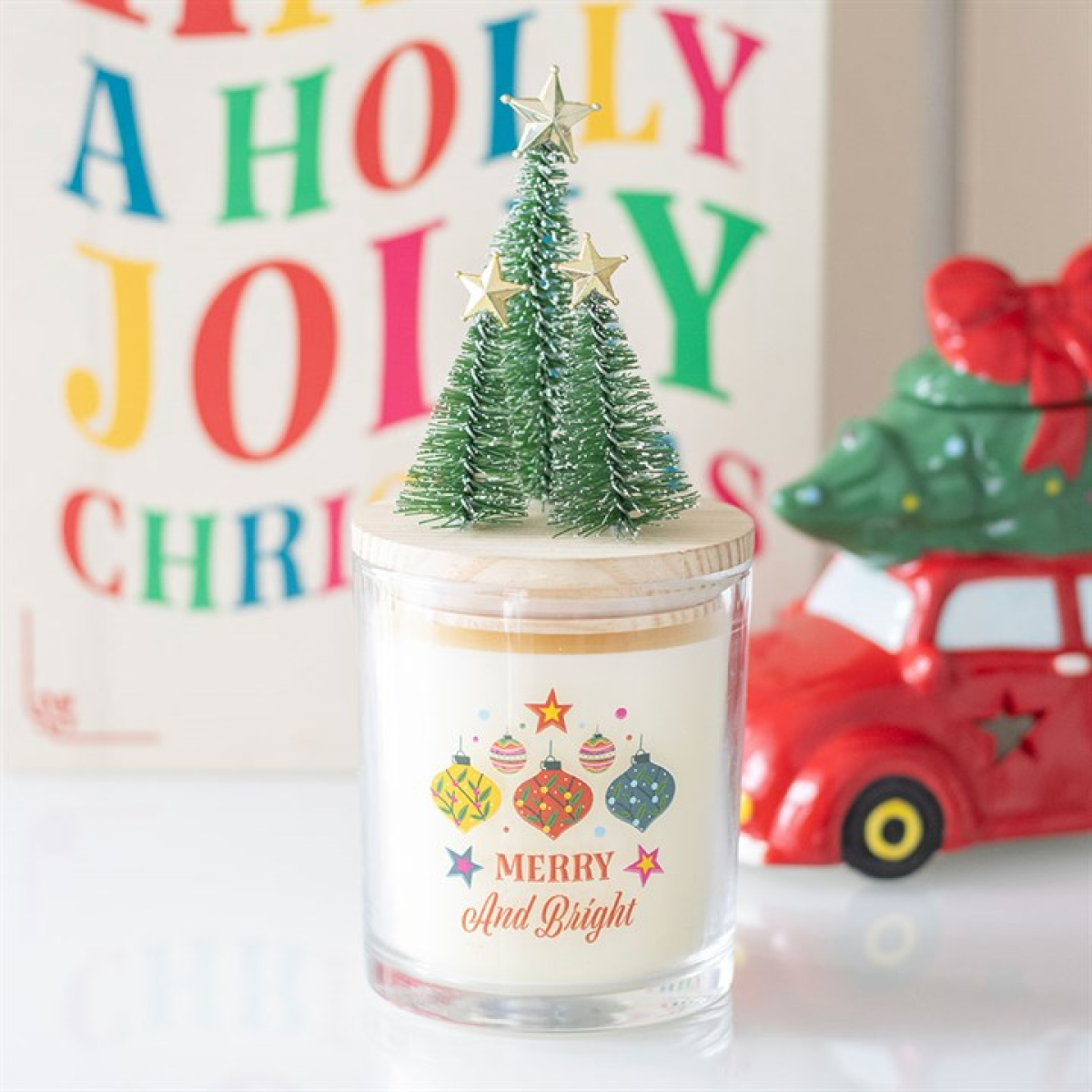 Merry and Bright Bauble Cinnamon & Spice Glass Candle with Tree 🇬🇧