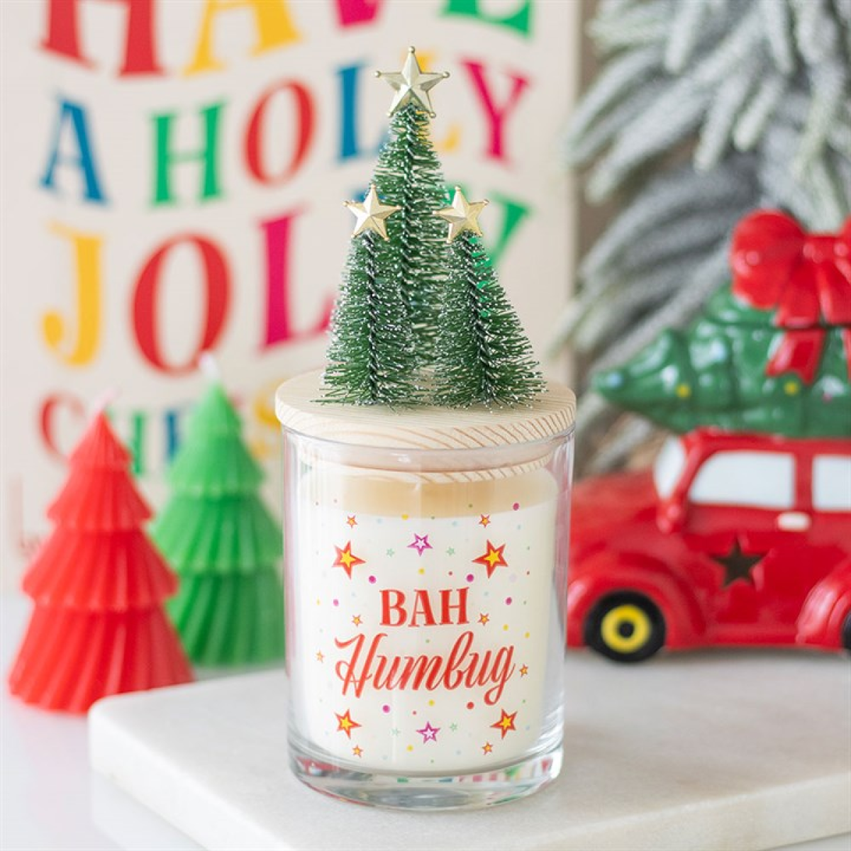 Bah Humbug Orange & Clove Glass Candle with Tree 🇬🇧
