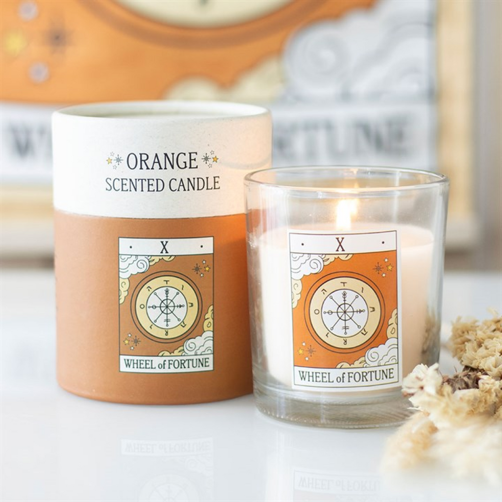 The Wheel of Fortune Vintage Tarot Orange Candle 🇬🇧