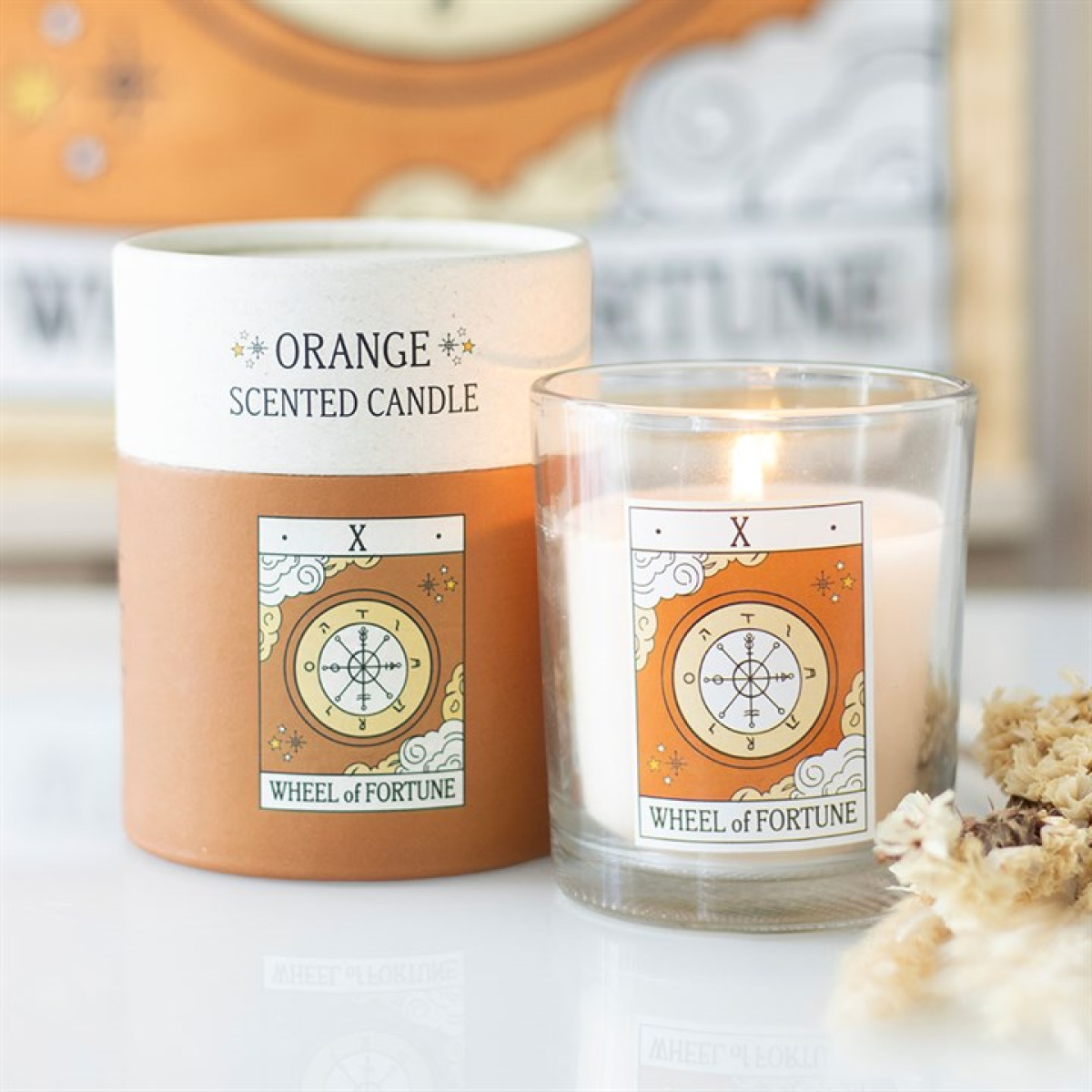 The Wheel of Fortune Vintage Tarot Orange Candle 🇬🇧