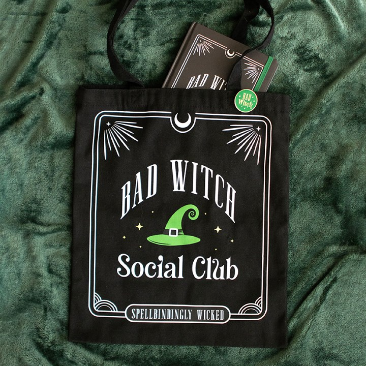 Bad Witch Social Club Polycotton Tote Bag with Pin Badge 🇬🇧