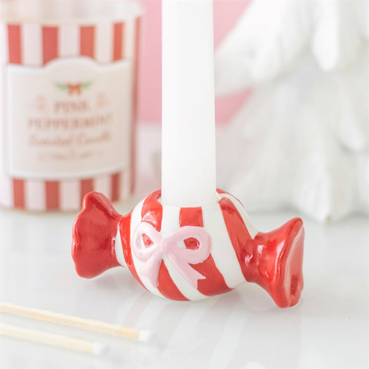 Christmas Candy Taper Candle Holder 🇬🇧