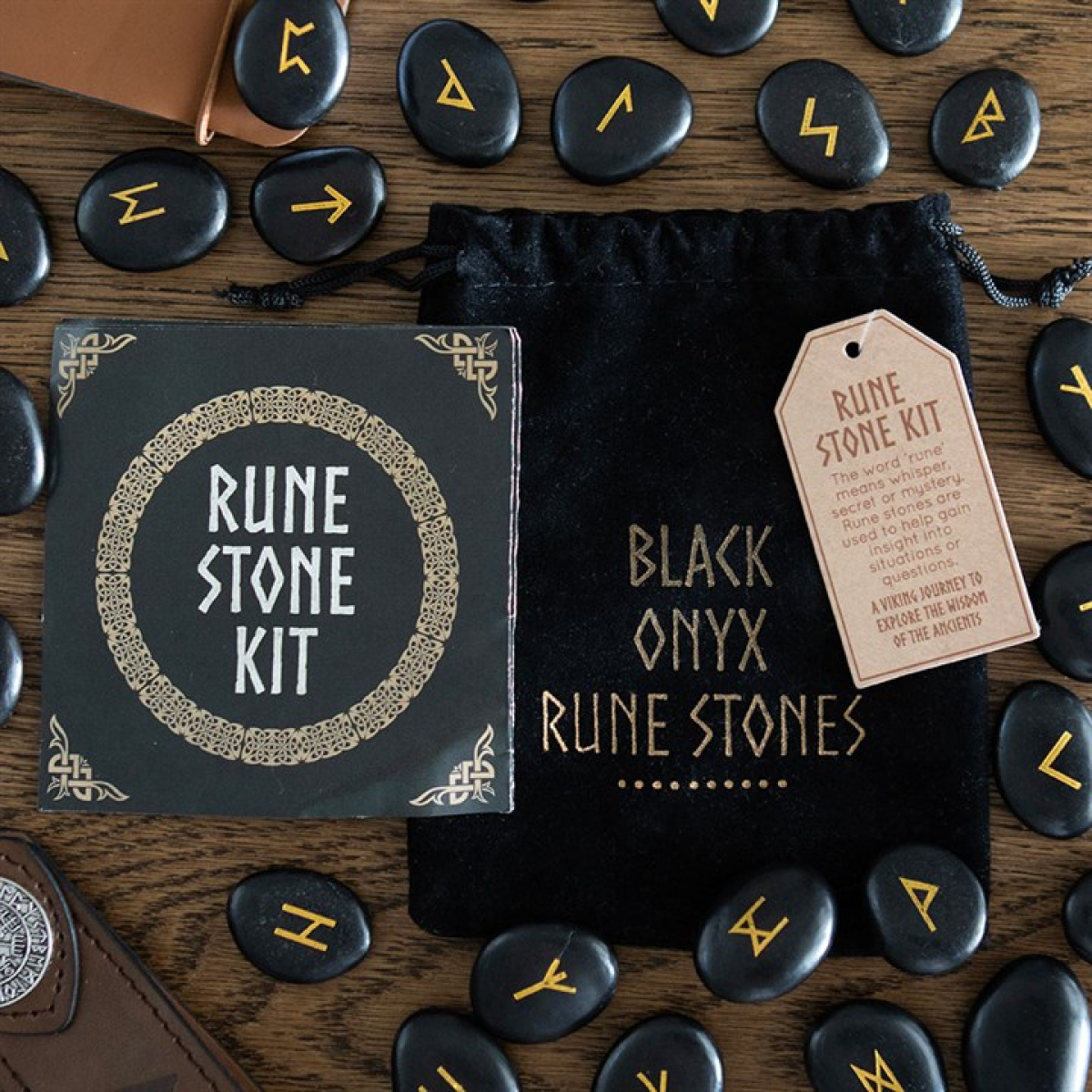 Set of 25 Black Onyx Viking Rune Stones 🇬🇧