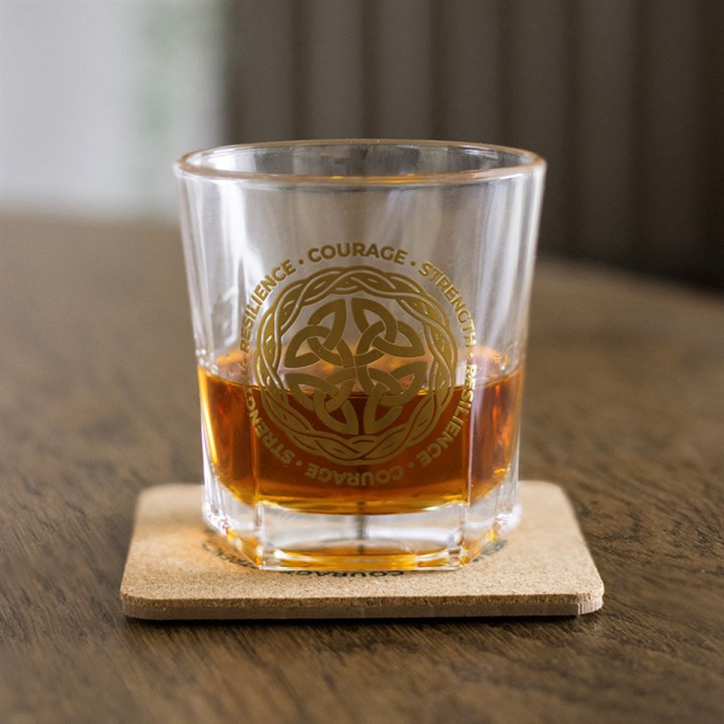 Celtic Shield Knot Lowball Glass with Coaster 🇬🇧