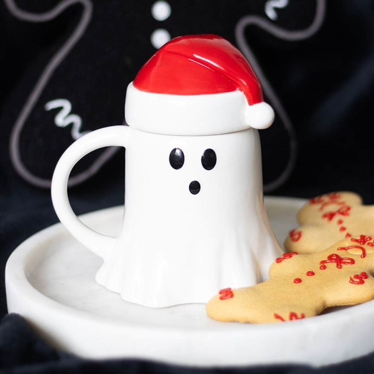 Ghost Shaped Mug with Santa Hat Lid 🇬🇧
