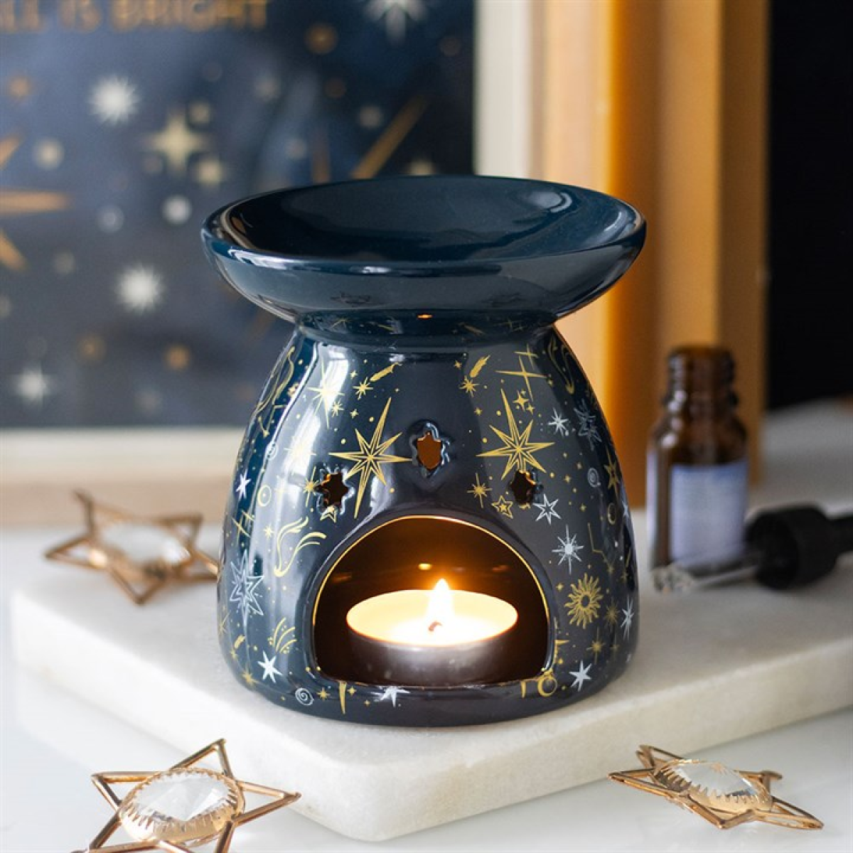 Blue Starry Night Oil Burner and Wax Warmer 🇬🇧