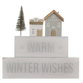 20cm Warm Winter Wishes Stacked Block Sign 🇬🇧