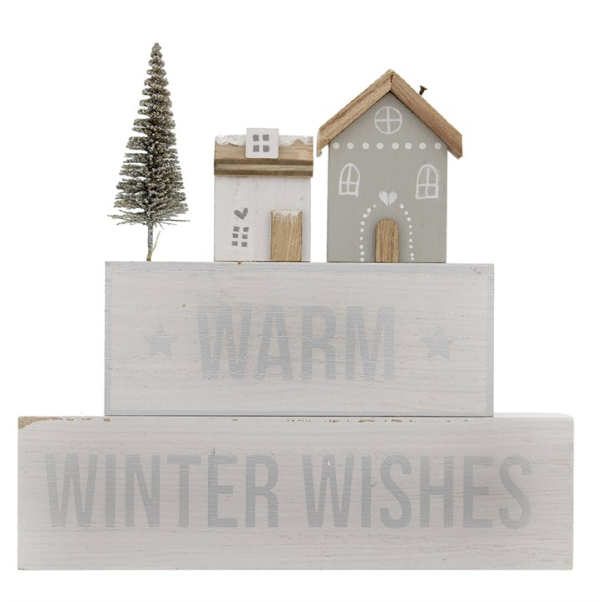20cm Warm Winter Wishes Stacked Block Sign 🇬🇧