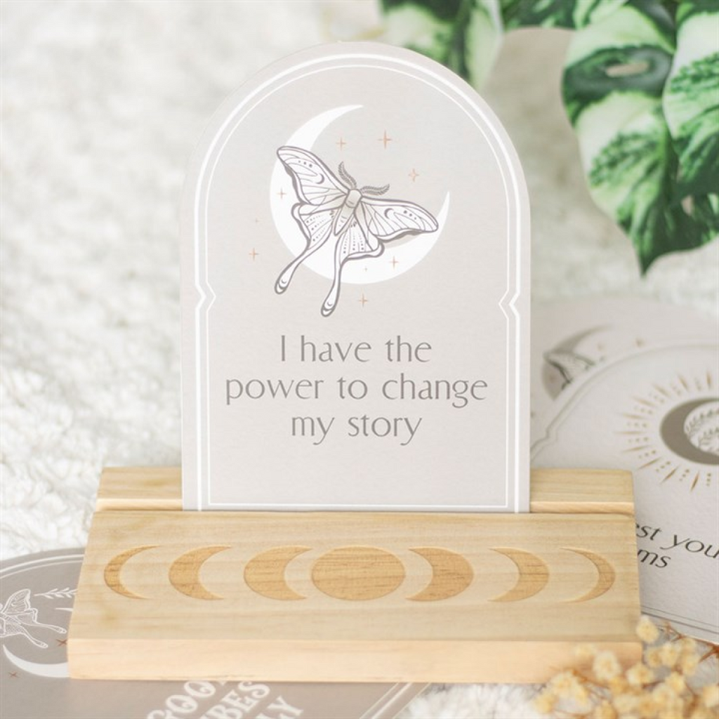 Luna Moth Affirmation Cards with Wooden Stand 🇬🇧