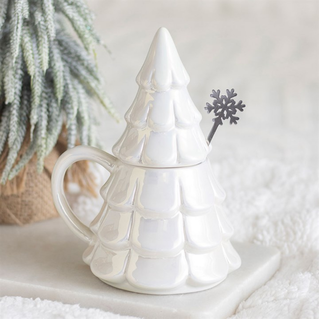 Iridescent Fir Tree Mug and Snowflake Spoon Set 🇬🇧
