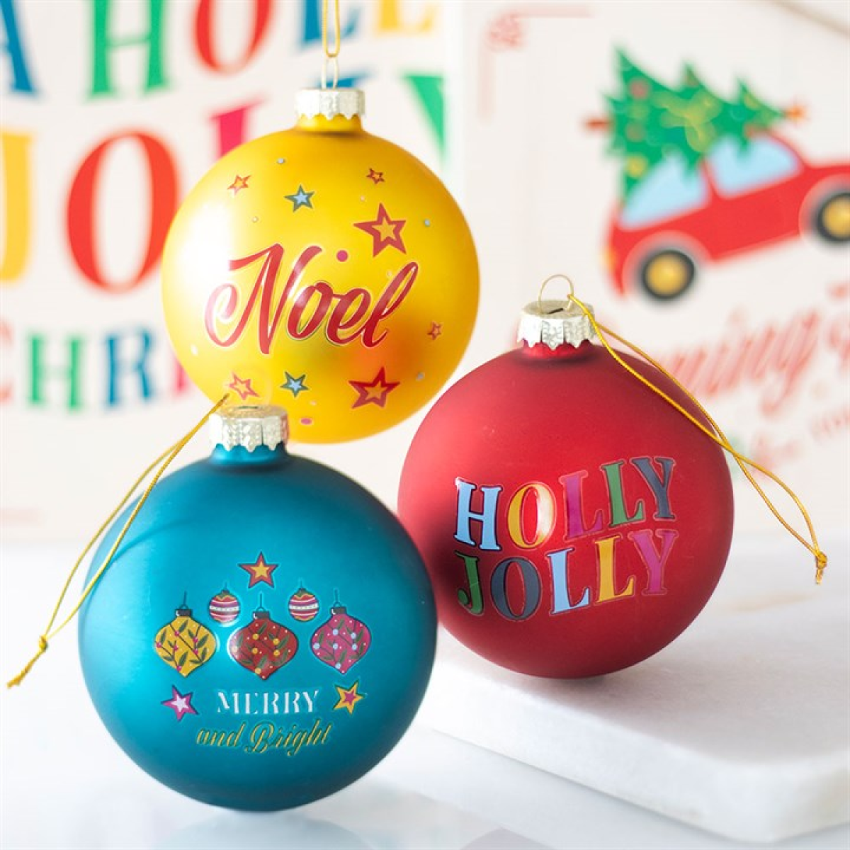 Set of 3 Nostalgic Christmas Glass Baubles 🇬🇧