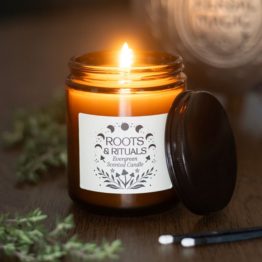Roots & Rituals Evergreen Amber Glass Candle 🇬🇧
