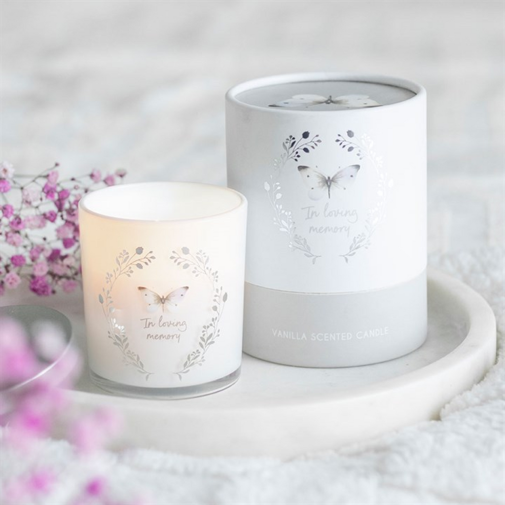 In Loving Memory White Butterfly Vanilla Candle 🇬🇧