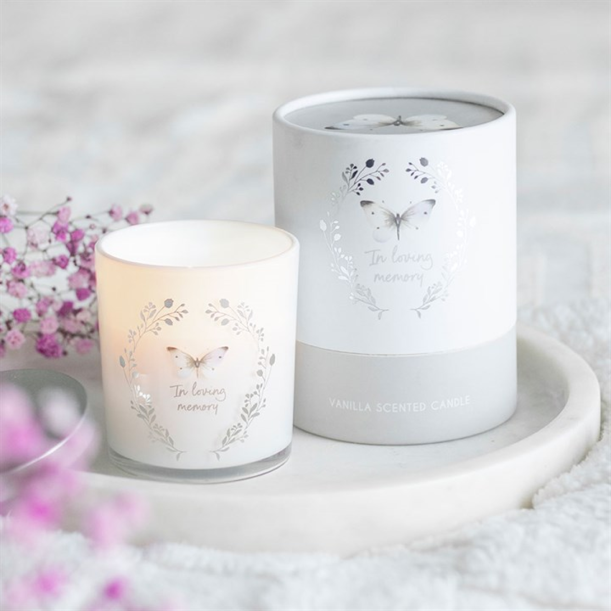 In Loving Memory White Butterfly Vanilla Candle 🇬🇧