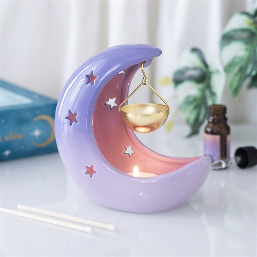 Purple Pastel Crescent Moon Hanging Oil Burner 🇬🇧